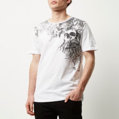 White floral skull print t-shirt